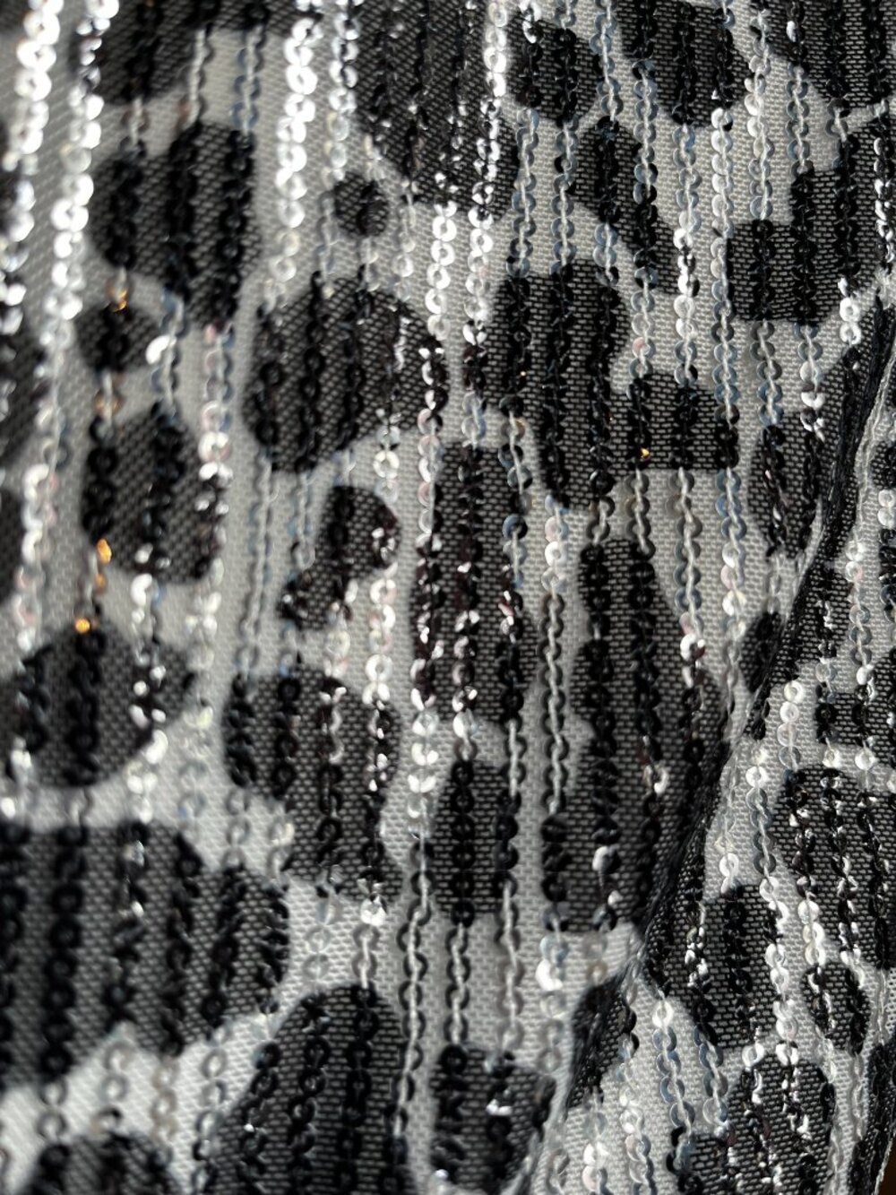 Lucky & Blessed Fuzzy Blue Silver Sparkle Leopard Print Front Zip Jacket - Picture 5 of 6